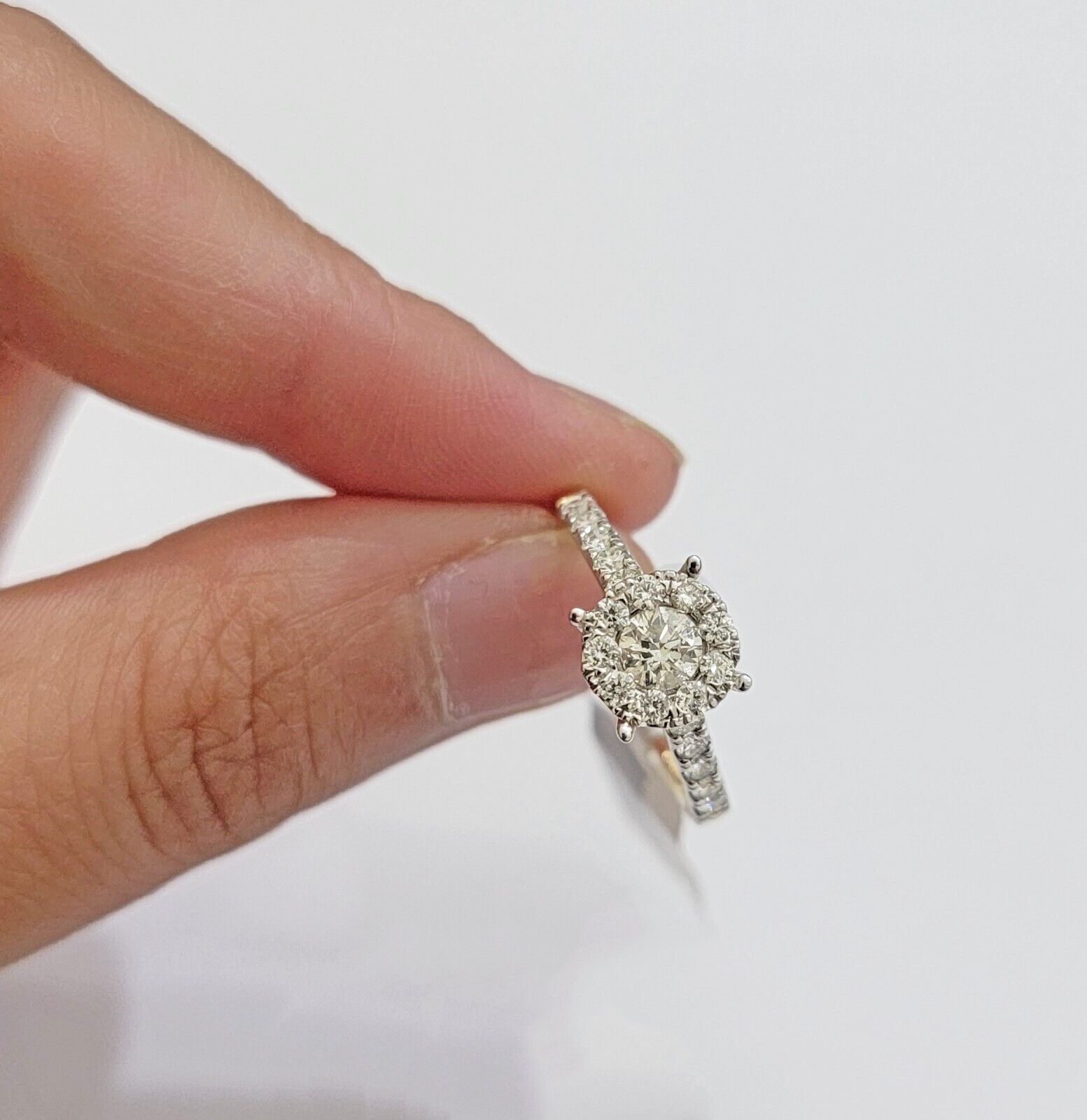 14k Yellow Gold Ladies Diamond Ring Wedding Engagement Women Solid Band REAL - GoldenlinQ